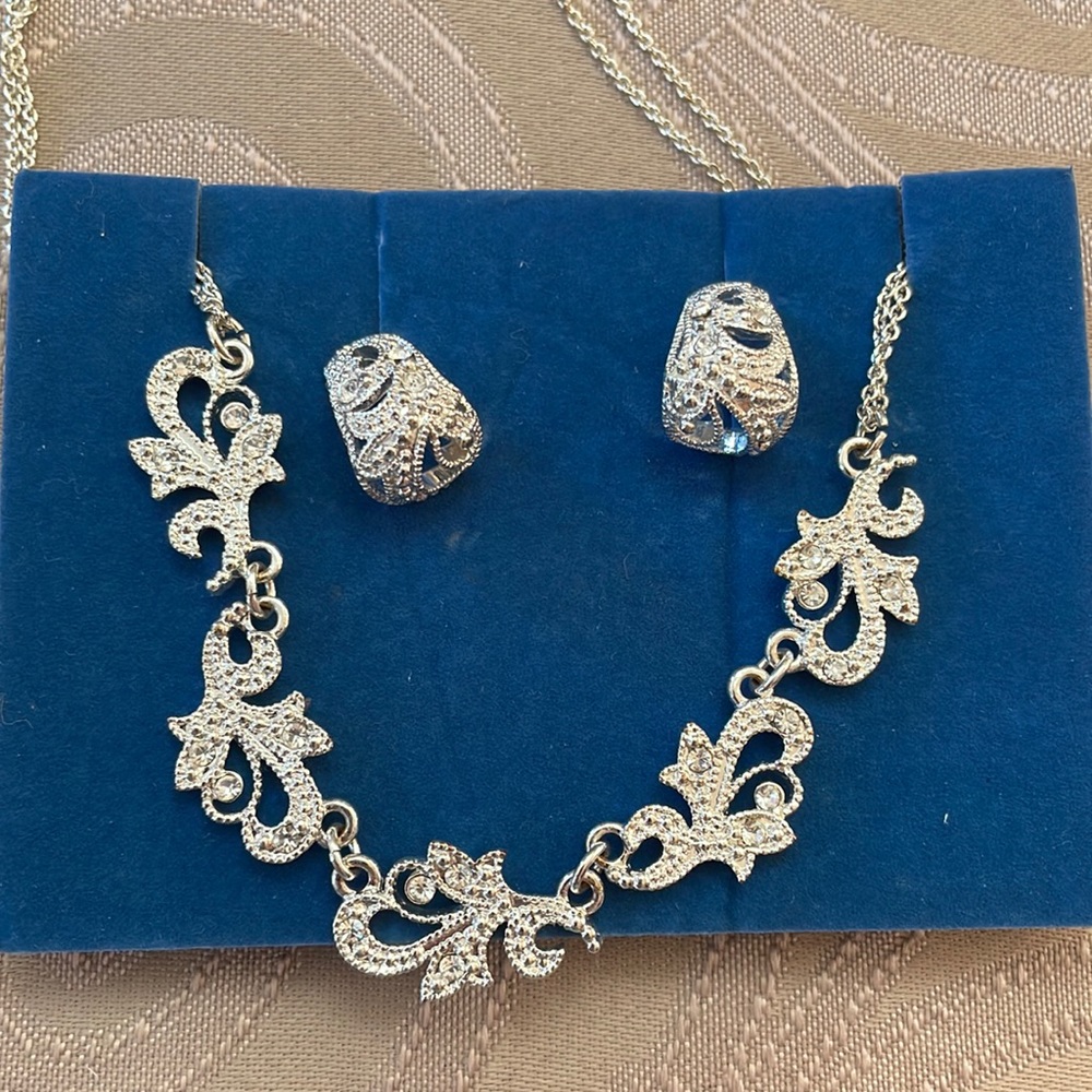 🆕 AVON Vintage Vine Set Necklace & Earrings Silvertone